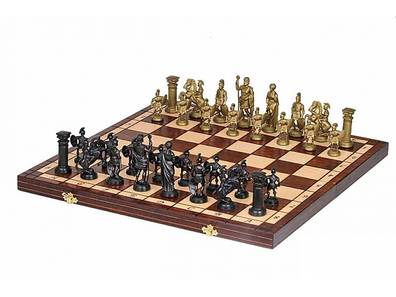 19.68"  wooden chess set with plastic roman pieces