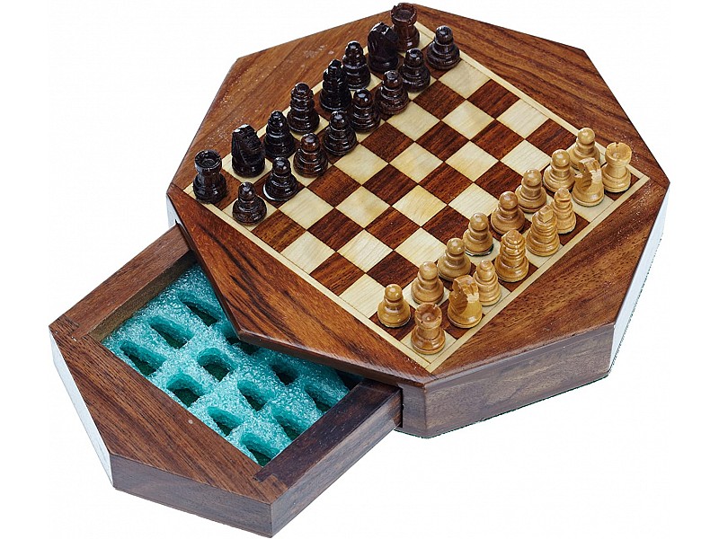 Set de ajedrez magnético poligonal de madera