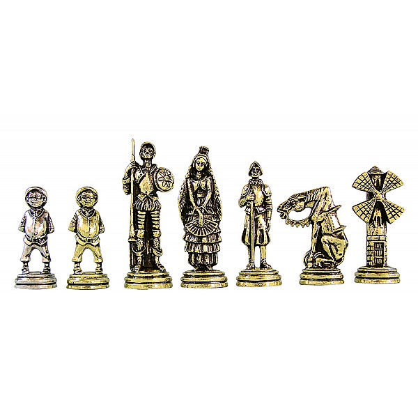 Metal chess pieces - don quixote theme - King's height 9.8 cm / 3.85" inches