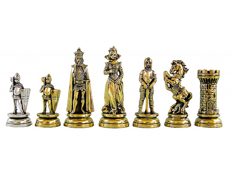 Metal chess pieces - Maria Stuart theme - King's height 10.11 cm /4" 