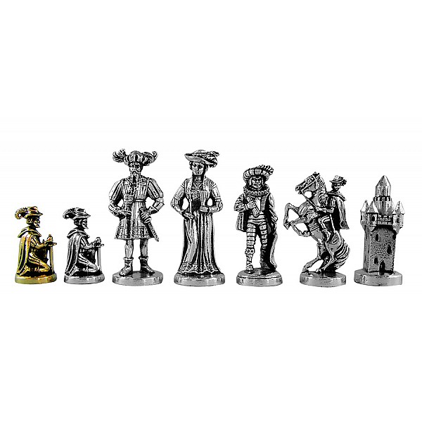 Metal chess pieces - Agamemnon theme - King's height 9.5 cm / 3.74" inches