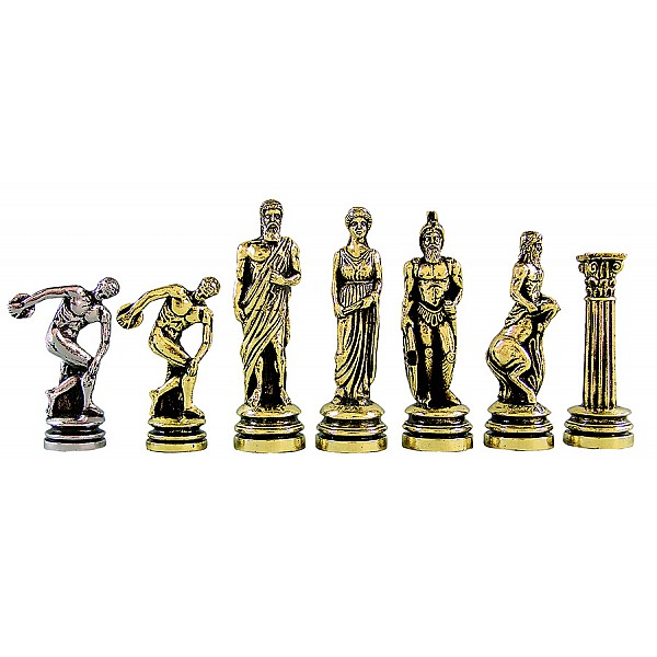 Metal chess pieces - Discovolus theme - King's height 10.11 cm /4" inches