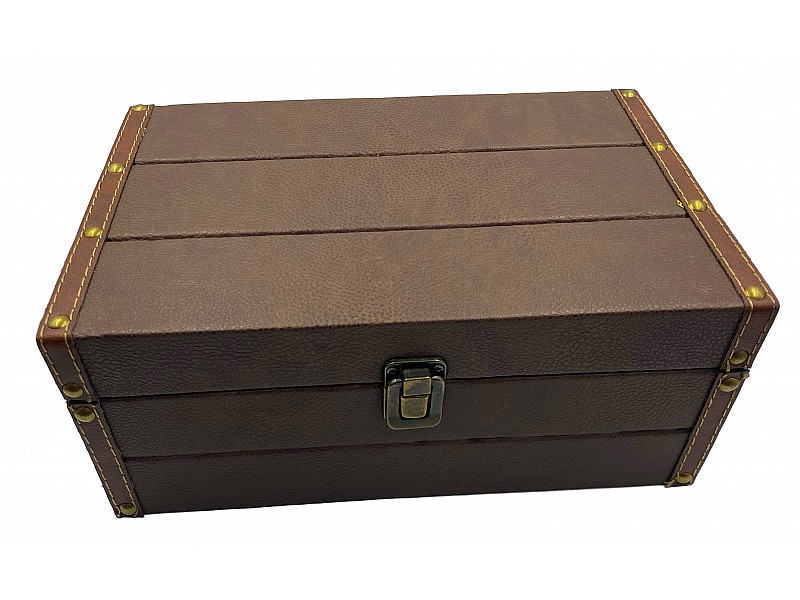 Wooden giant chess box with leatherette for sets over 10.1 cm / 4" 