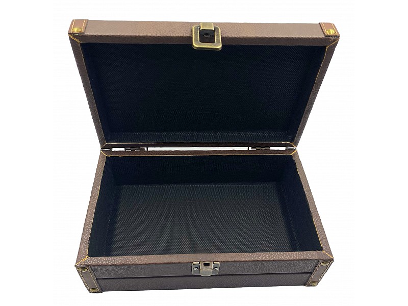 Wooden giant chess box with leatherette for sets over 10.1 cm / 4" 