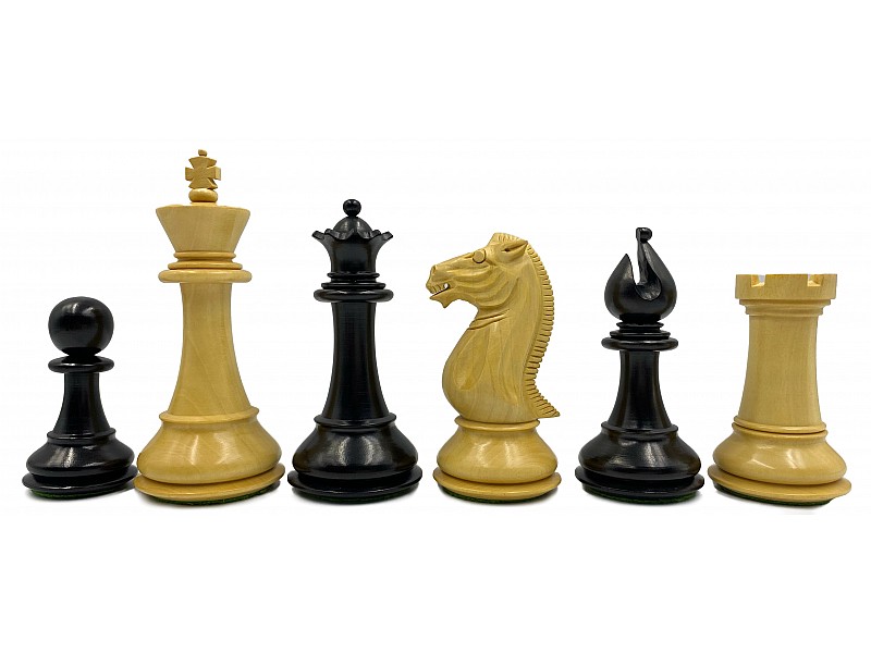 Pershing ebonizado/boj piezas de ajedrez de 4.33