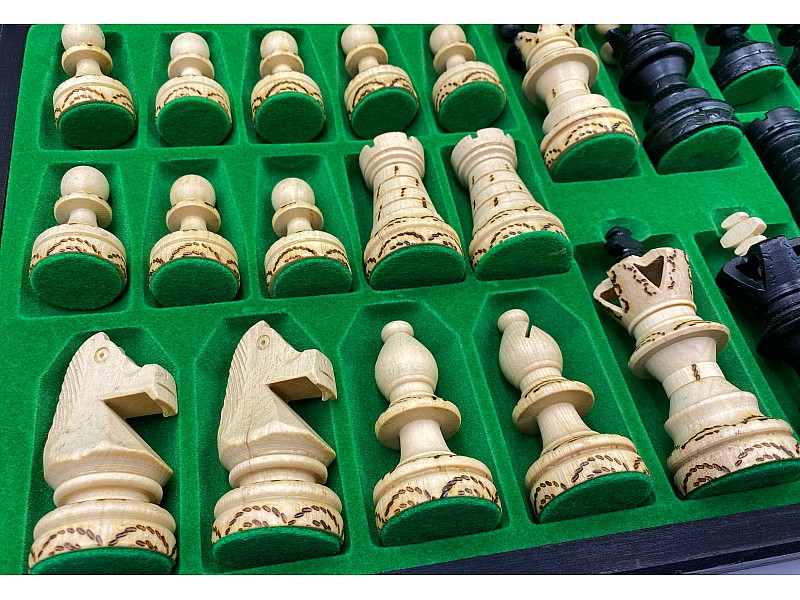 21.25" wooden chess set ambassador black