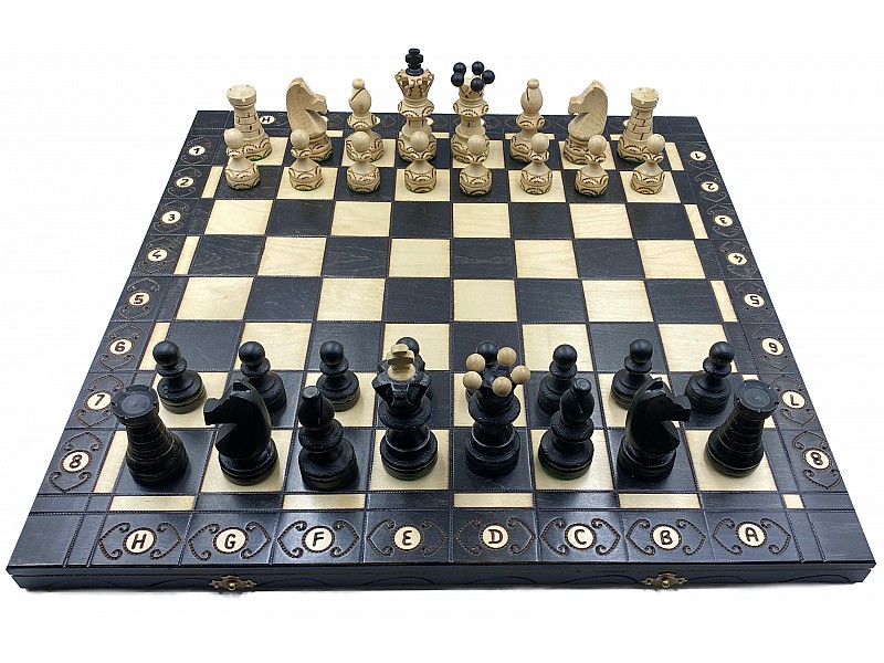 21.25" wooden chess set ambassador black