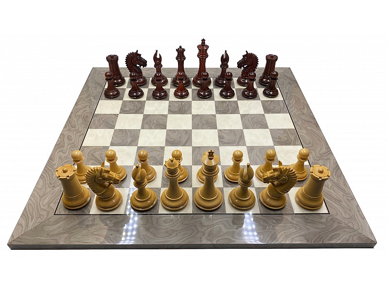 Made in America chess pieces 4.24" king   & Chess board glossy Ferrer 19.69" X 19.69" 
