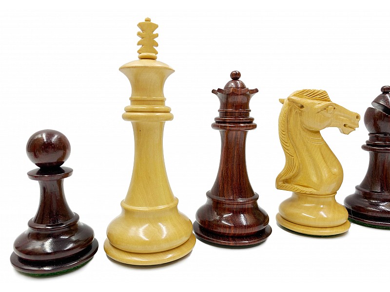 Royal knight redwood/badauk 4" chess pieces  