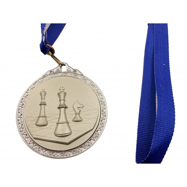 Chess medal silver (diameter 6 cm / 2.36" )