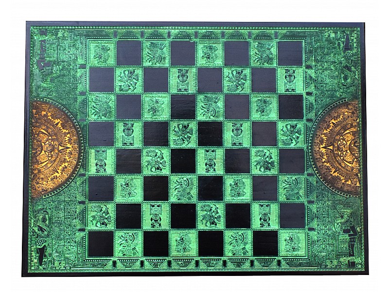 Aztec Chess & Checkers Board Game Green Version