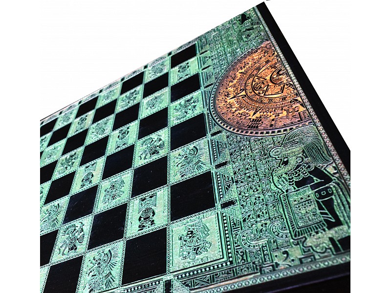 Aztec Chess & Checkers Board Game Versión Verde