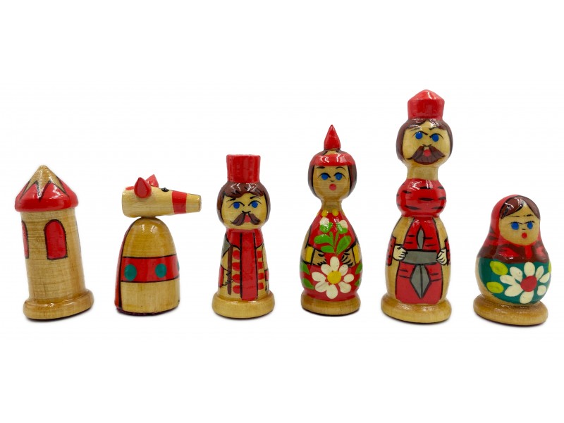 16.5" wooden chess set with baboushka theme 