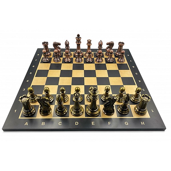 Plastic deluxe chess pieces with triple weight 3.85" and metallic coat with wooden chess board 19.69" X 19.69"