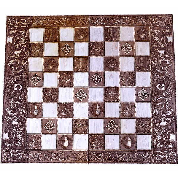 War Chess & Checkers Wood Board Game - Foldable large