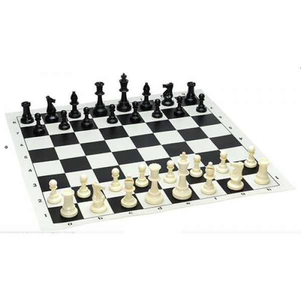 Black vinyl chess board with staunton plastic 3.75" - Νο weight