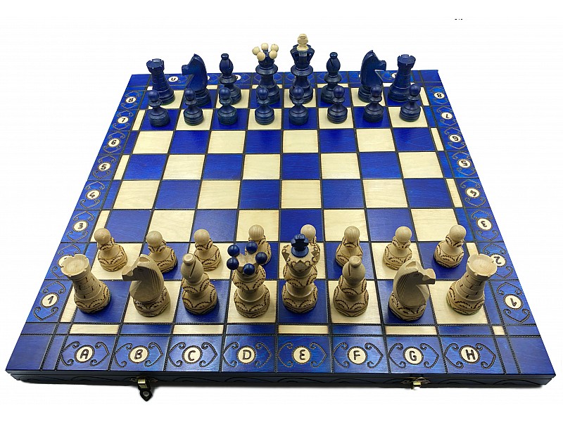 Chess set ambassador blue 21.25" x 21.25" X 1.18" 