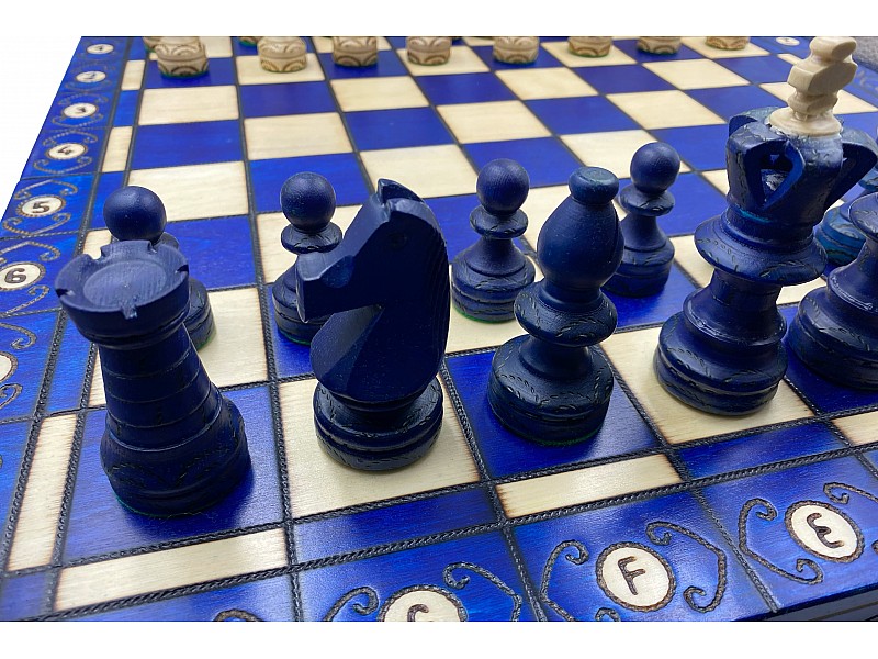 Chess set ambassador blue 21.25" x 21.25" X 1.18" 