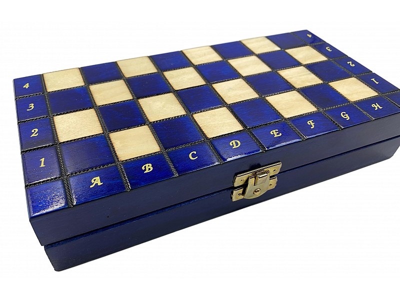 9.45" Wooden chess board glossy blue
