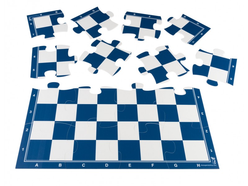 Chess puzzle (16 pieces) - Color blue