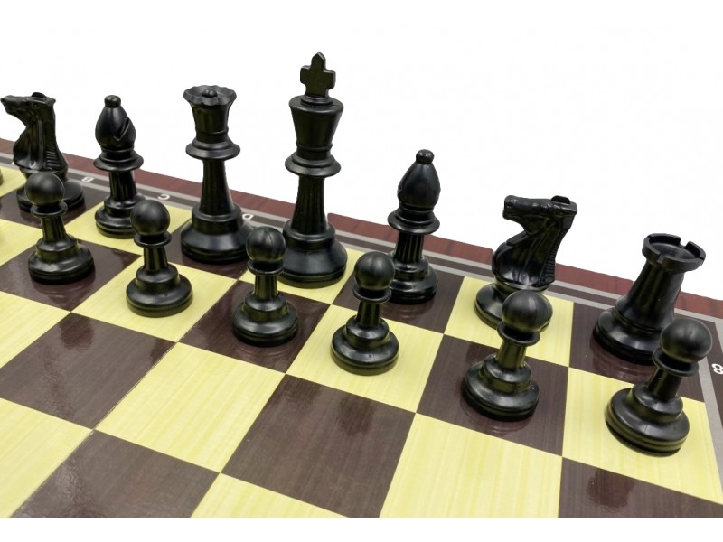 19.68" Economy wooden foldable chess set & German staunton plastic pieces/ 3.75" king