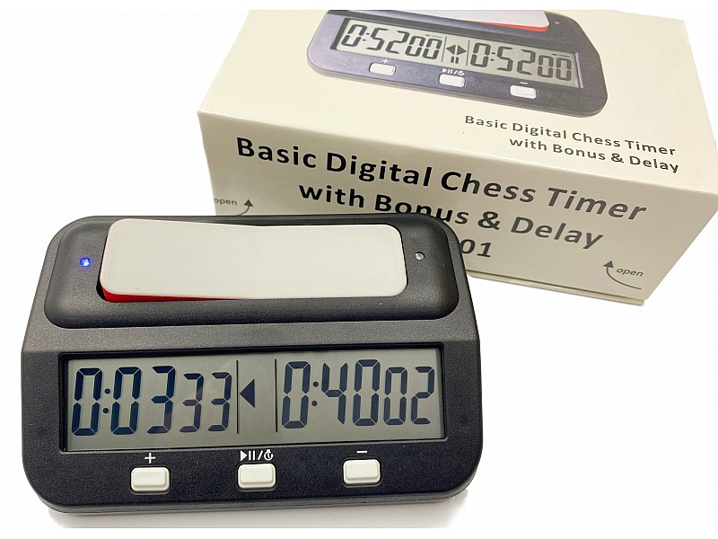 DIgital chess clock with bonus and delay function