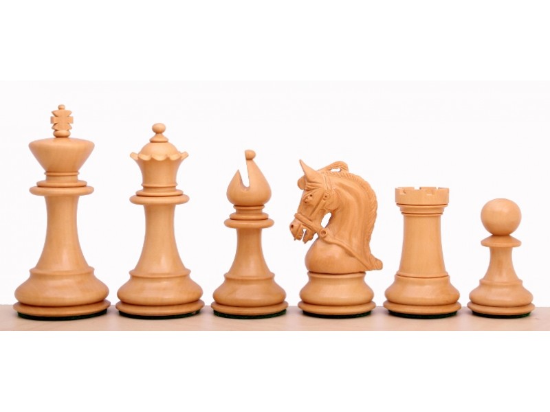 Corinthian boxwood/ebonized 3.75" chess pieces 