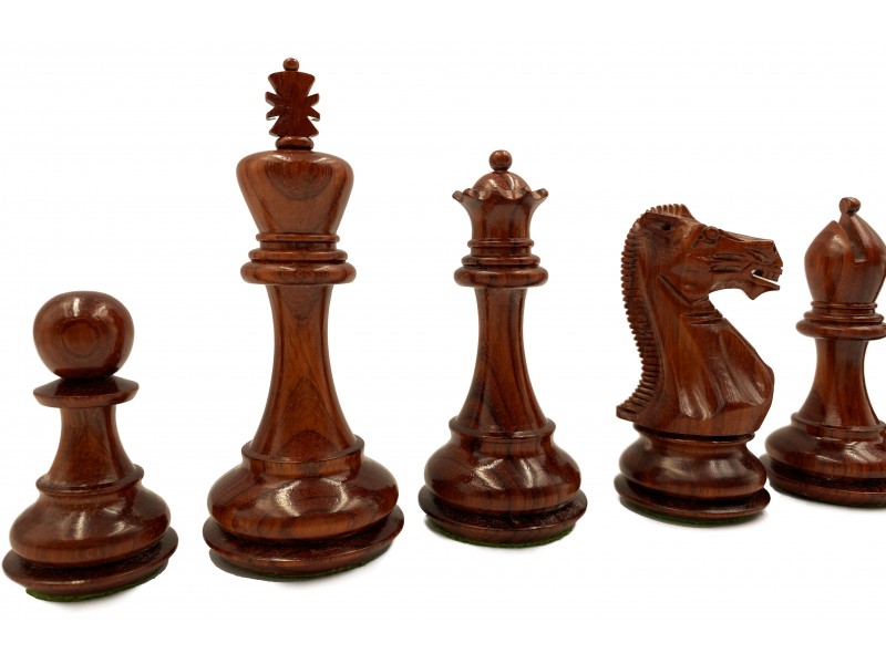 Champfered  redwood/boxwood  4" chess pieces 