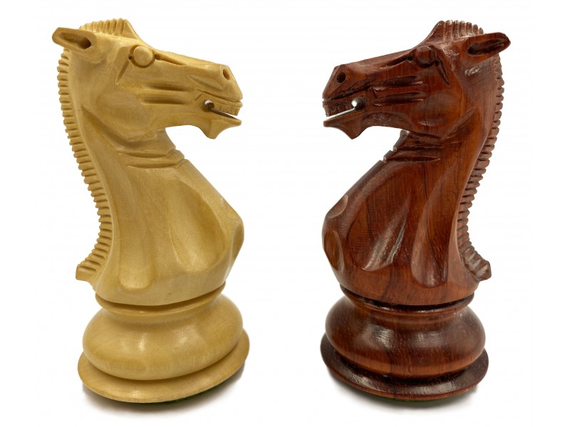 Champfered  redwood/boxwood  4" chess pieces 
