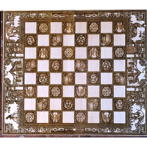 Vintage Circus Chess & Checkers Tournament Size - foldable