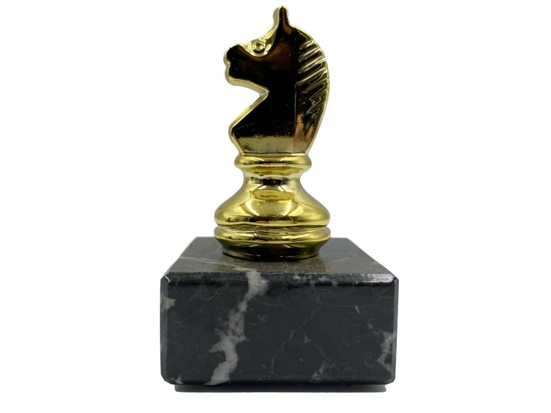 Premio de ajedrez - Tema del caballo de oro - con base de mármol
