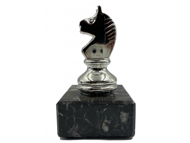 Chess award - Silver horse theme - with marble base