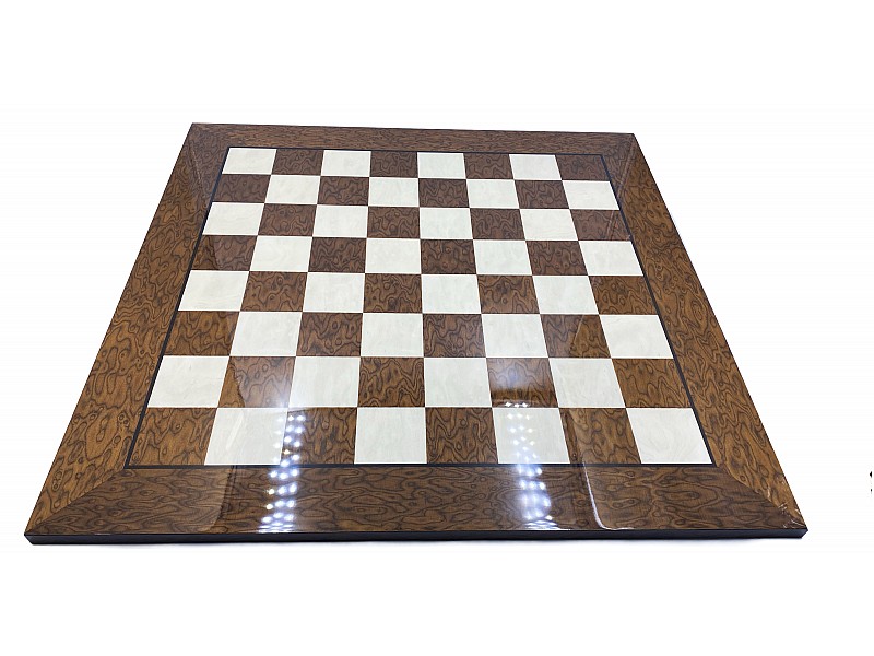 21.65" Ferrer wooden chess board brown with glossy finish