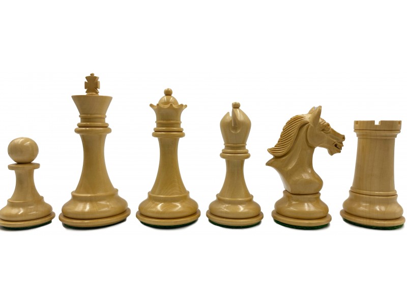 Derby knight boxwood/ebony 4" chess pieces 