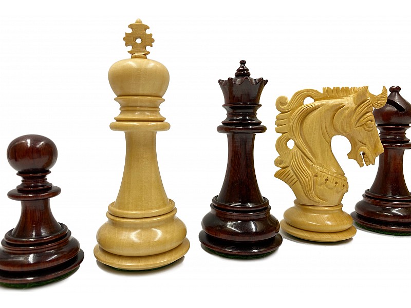 Elvis redwood/boxwood 4" chess pieces 