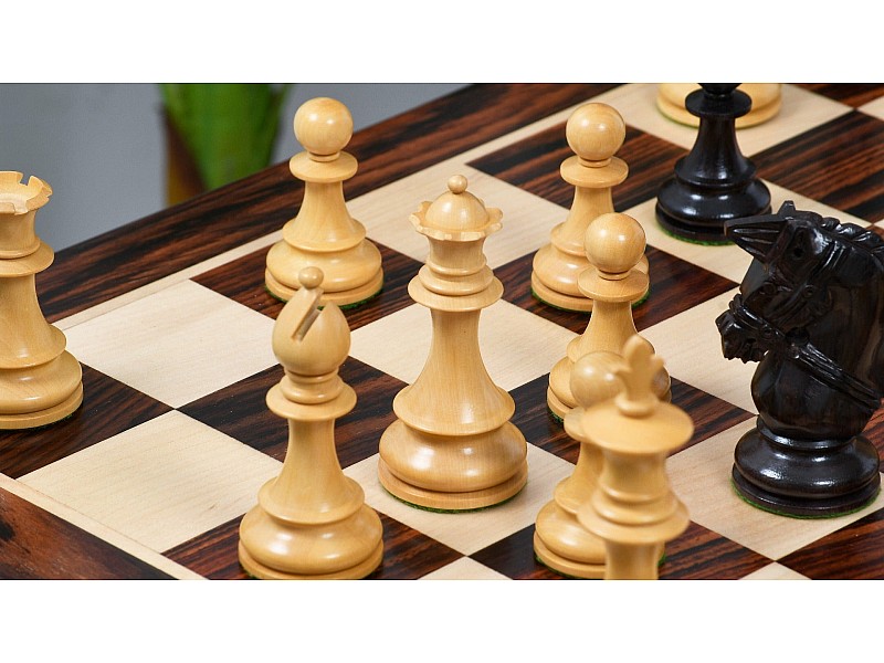 French Cross  boxwood/ebonized 4" chess pieces 
