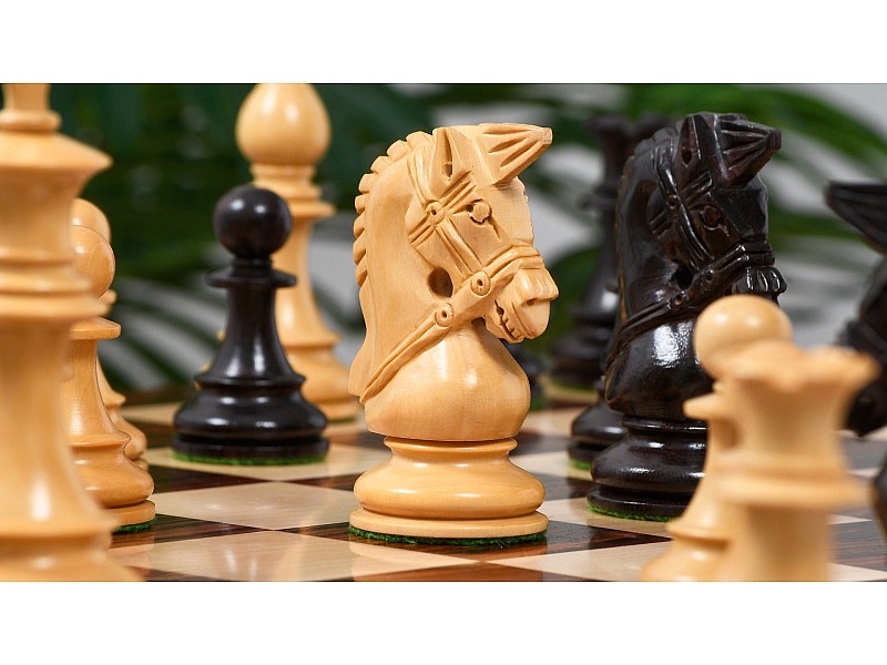 French Cross  boxwood/ebonized 4" chess pieces 