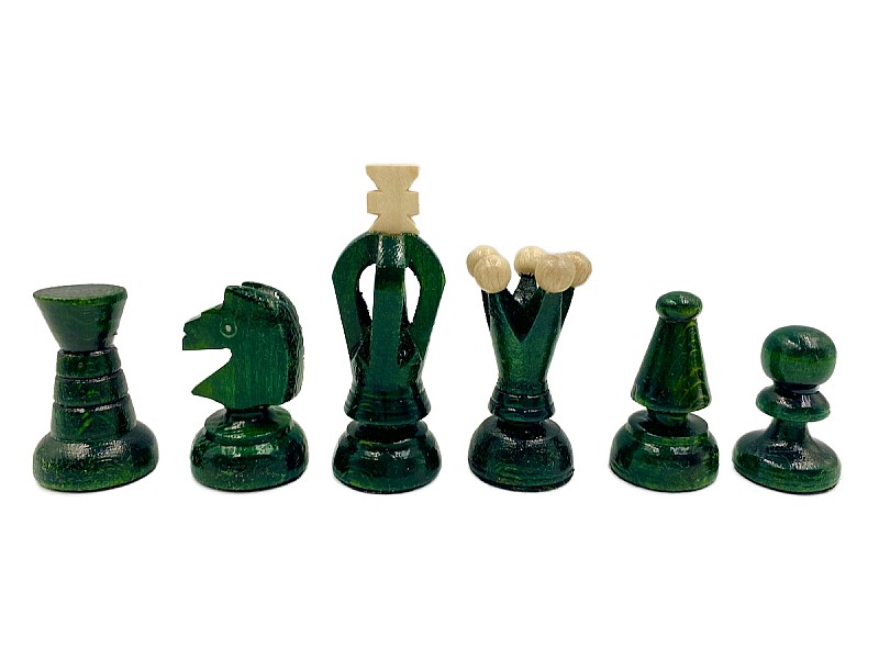 15.75" Wooden chess set glossy green 
