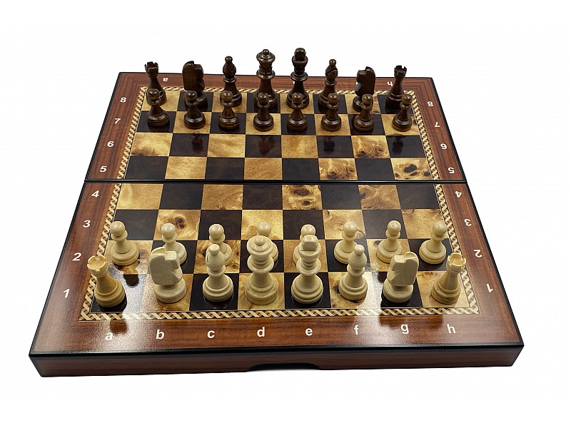 10.25" wooden chess set glossy rose 
