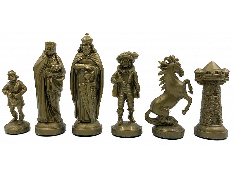Historical theme black/bronze 3.22" plastic chess pieces 
