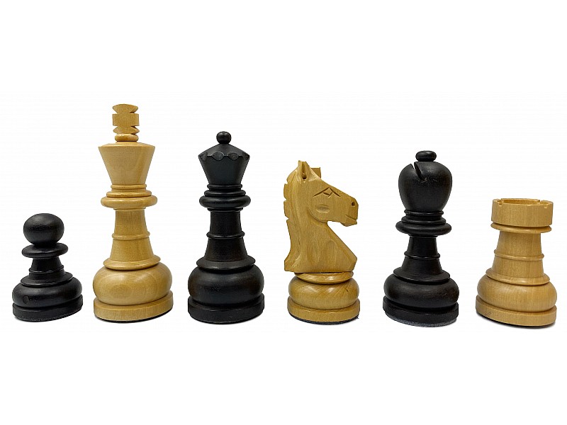 Irish deluxe boxwood/ebonized 3.54" chess pieces & wooden case