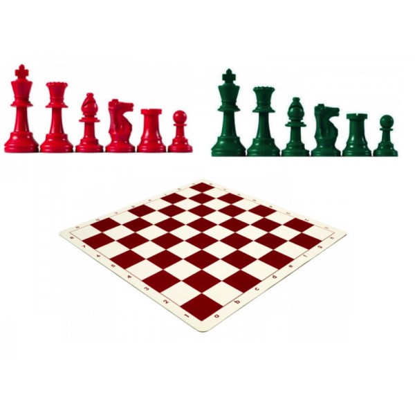 19.69" Red vinyl chess board with red/green pcs 3.75"