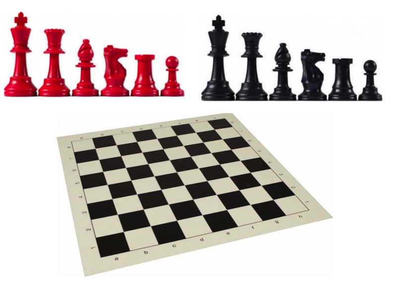 20" black vinyl chess board with black/red pcs 