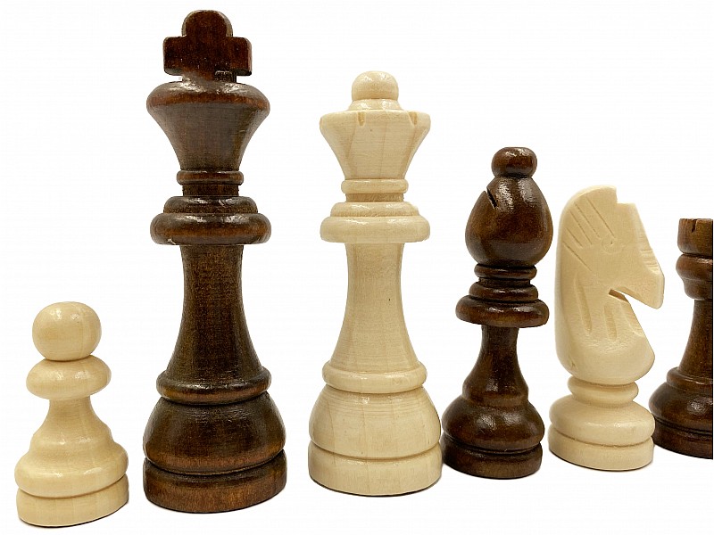 Economic wooden chess pieces & wooden case - king's height 9 cm / 3.54" 