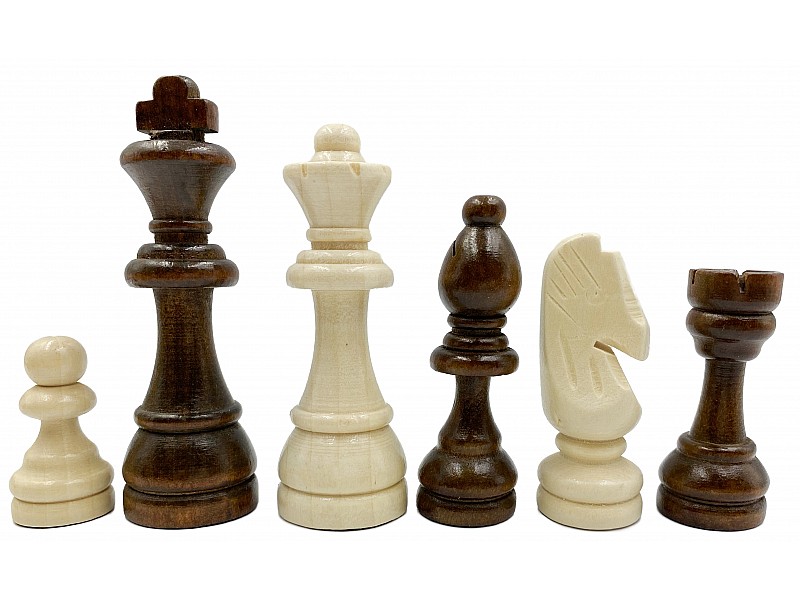 Economic wooden chess pieces & wooden case - king's height 7.5 cm / 2.95" 