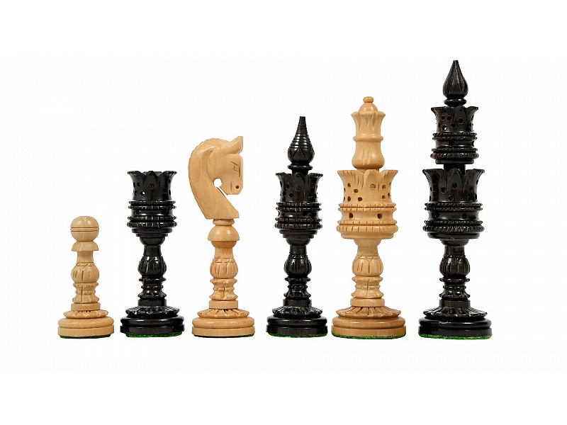 Piezas de ajedrez Indian Lotus Boj/ebonizadas de 4