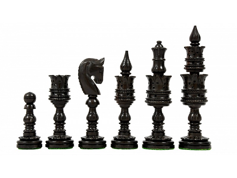Piezas de ajedrez Indian Lotus Boj/ebonizadas de 4