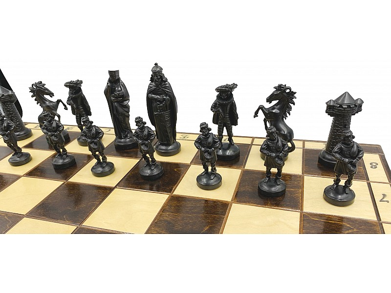 19.7” wooden chess foldable with plastic historical theme 
