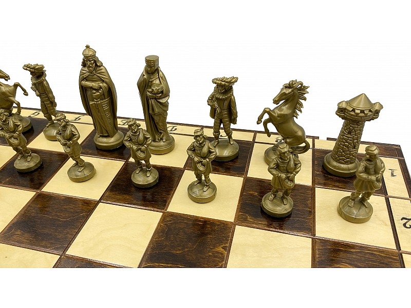 19.7” wooden chess foldable with plastic historical theme 