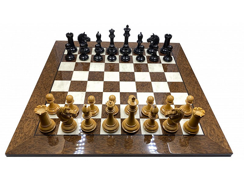 19.7” wooden Ferrer chess board brown with  gloss finish